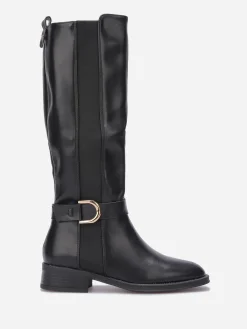La Modeuse Bottes à empiècement élastique et boucle Noir