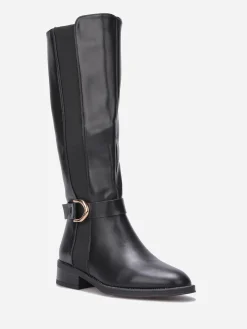 La Modeuse Bottes à empiècement élastique et boucle Noir