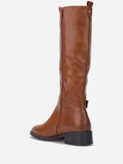 Outlet La Modeuse Bottes à empiècement élastique et boucle Camel