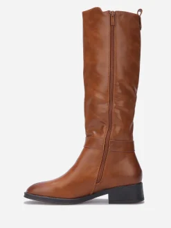 Outlet La Modeuse Bottes à empiècement élastique et boucle Camel