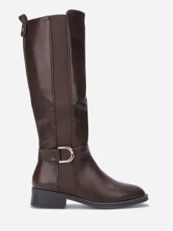 Best La Modeuse Bottes à empiècement élastique et boucle Marron