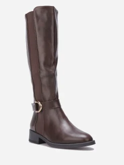 Best La Modeuse Bottes à empiècement élastique et boucle Marron