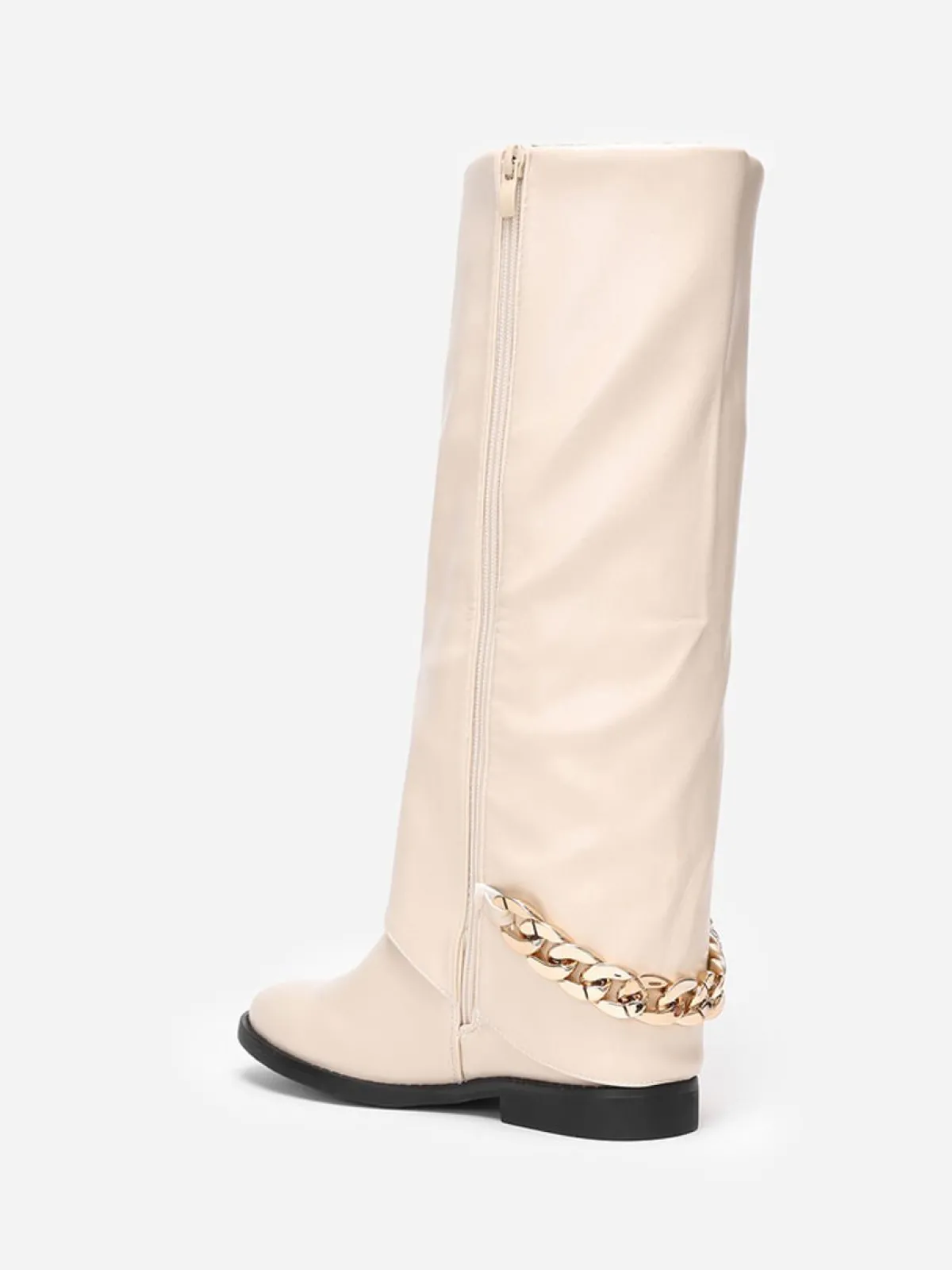 Outlet La Modeuse Bottes à revers avec chaîne Beige