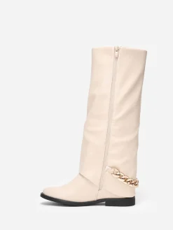 Outlet La Modeuse Bottes à revers avec chaîne Beige