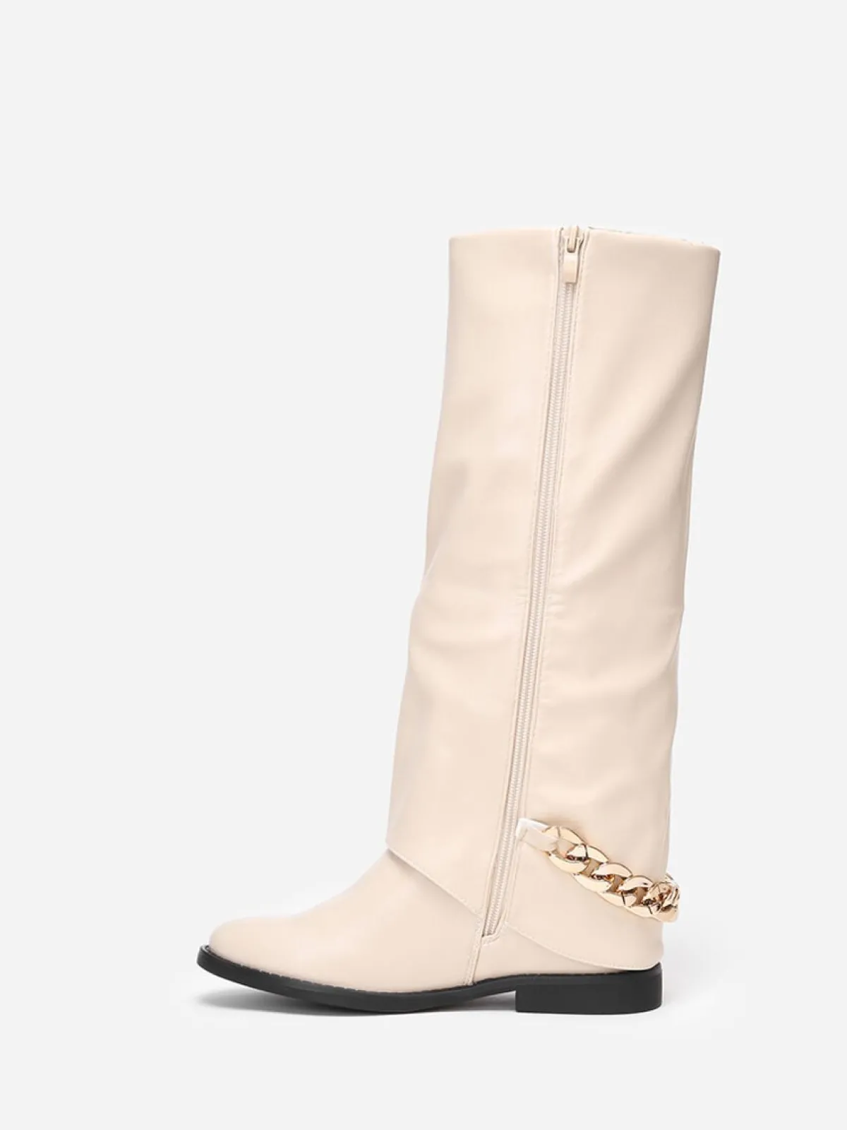 Outlet La Modeuse Bottes à revers avec chaîne Beige