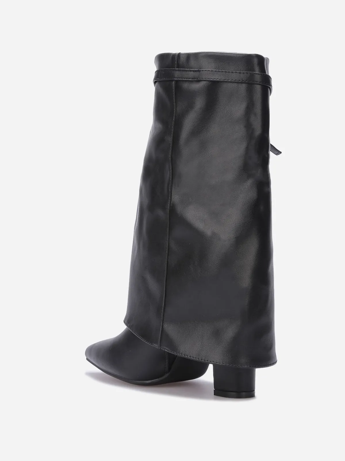 Discount La Modeuse Bottes à revers et boucle strass Noir