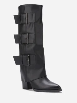 La Modeuse Bottes à revers et boucles Noir