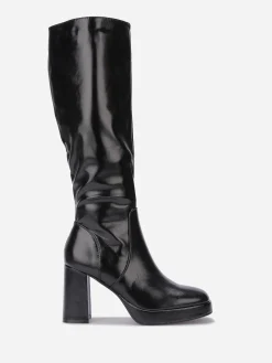 La Modeuse Bottes à talon carré et plateforme Noir