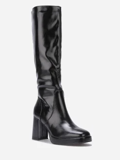 La Modeuse Bottes à talon carré et plateforme Noir