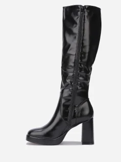 La Modeuse Bottes à talon carré et plateforme Noir