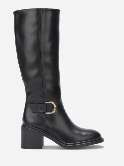 New La Modeuse Bottes à talon et boucle dorée Noir