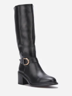 New La Modeuse Bottes à talon et boucle dorée Noir