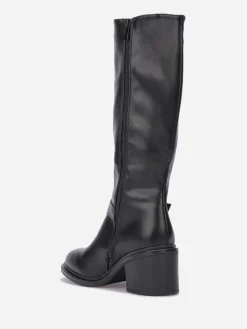 New La Modeuse Bottes à talon et boucle dorée Noir