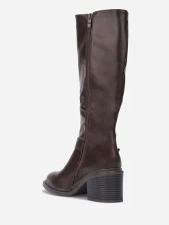 Outlet La Modeuse Bottes à talon et boucle dorée Marron