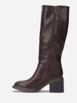 Outlet La Modeuse Bottes à talon et boucle dorée Marron