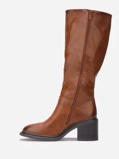 Discount La Modeuse Bottes à talon et boucle dorée Camel