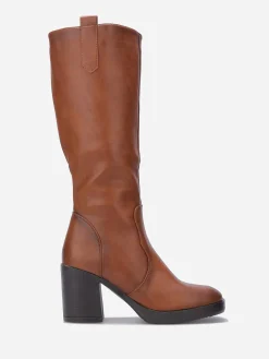Discount La Modeuse Bottes à talon et bout carrés Camel
