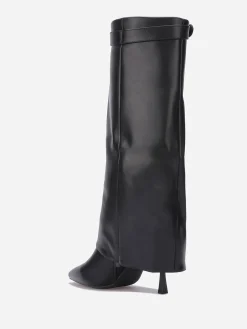 Clearance La Modeuse Bottes à talon fin et revers Noir