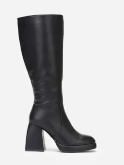 Clearance La Modeuse Bottes à talon trapèze Noir