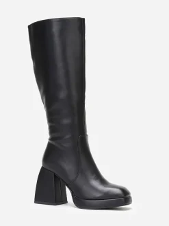 Clearance La Modeuse Bottes à talon trapèze Noir