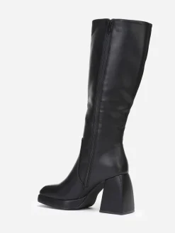 Clearance La Modeuse Bottes à talon trapèze Noir