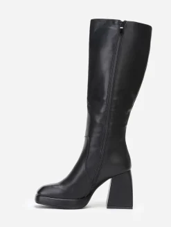 Clearance La Modeuse Bottes à talon trapèze Noir