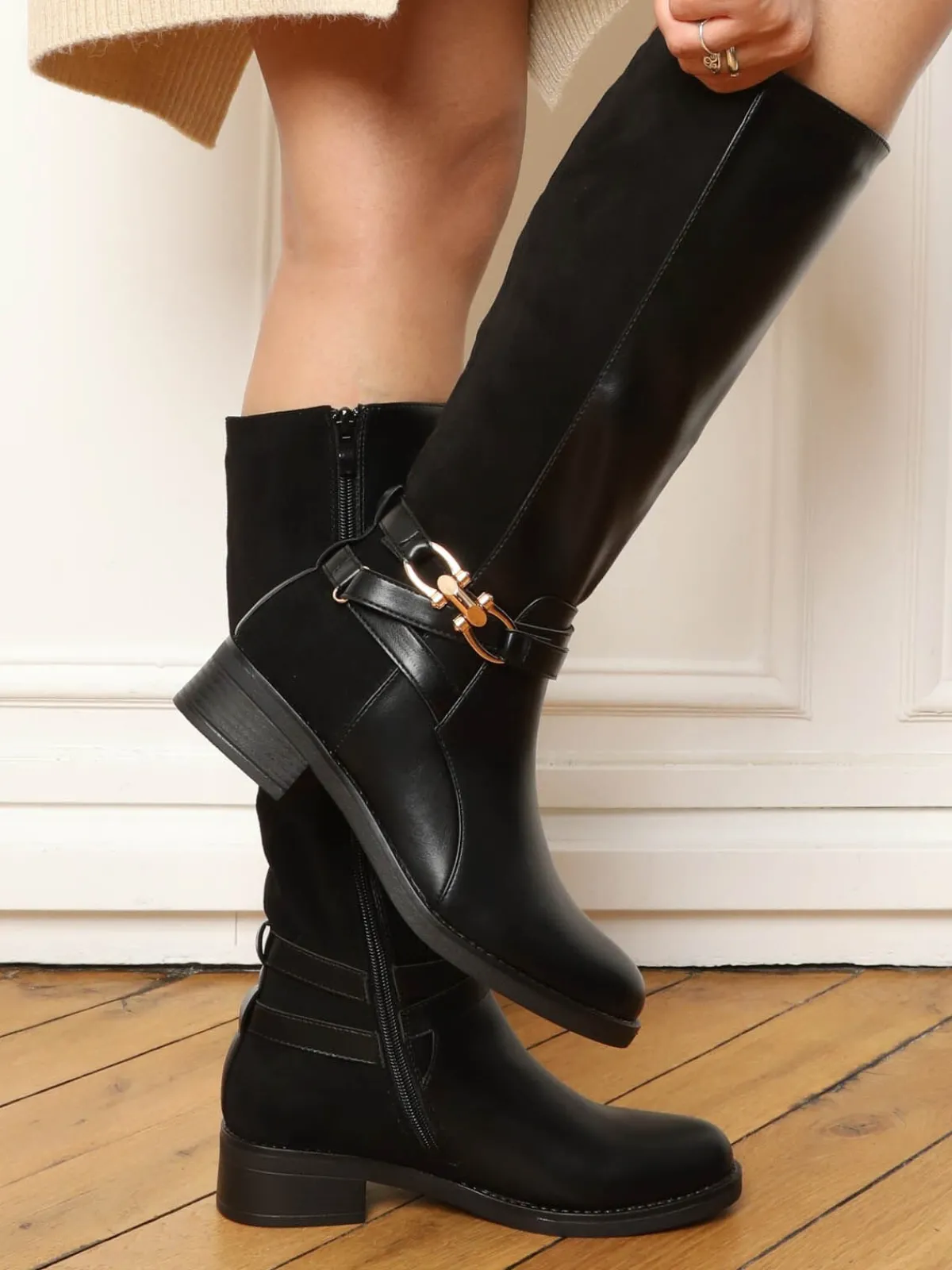 Best La Modeuse Bottes bi-matières à mors Noir