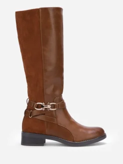 Discount La Modeuse Bottes bi-matières à mors Camel
