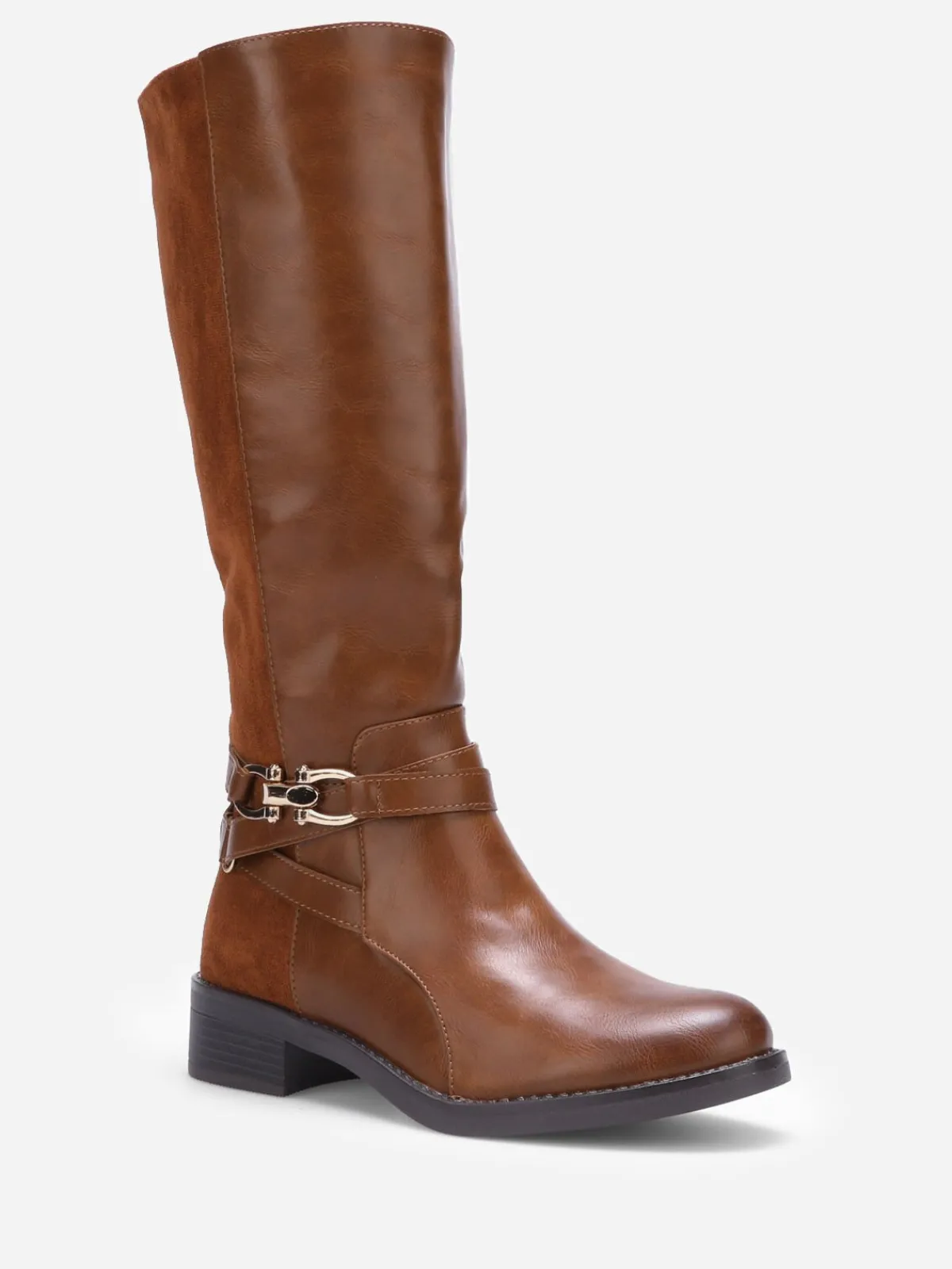 Discount La Modeuse Bottes bi-matières à mors Camel