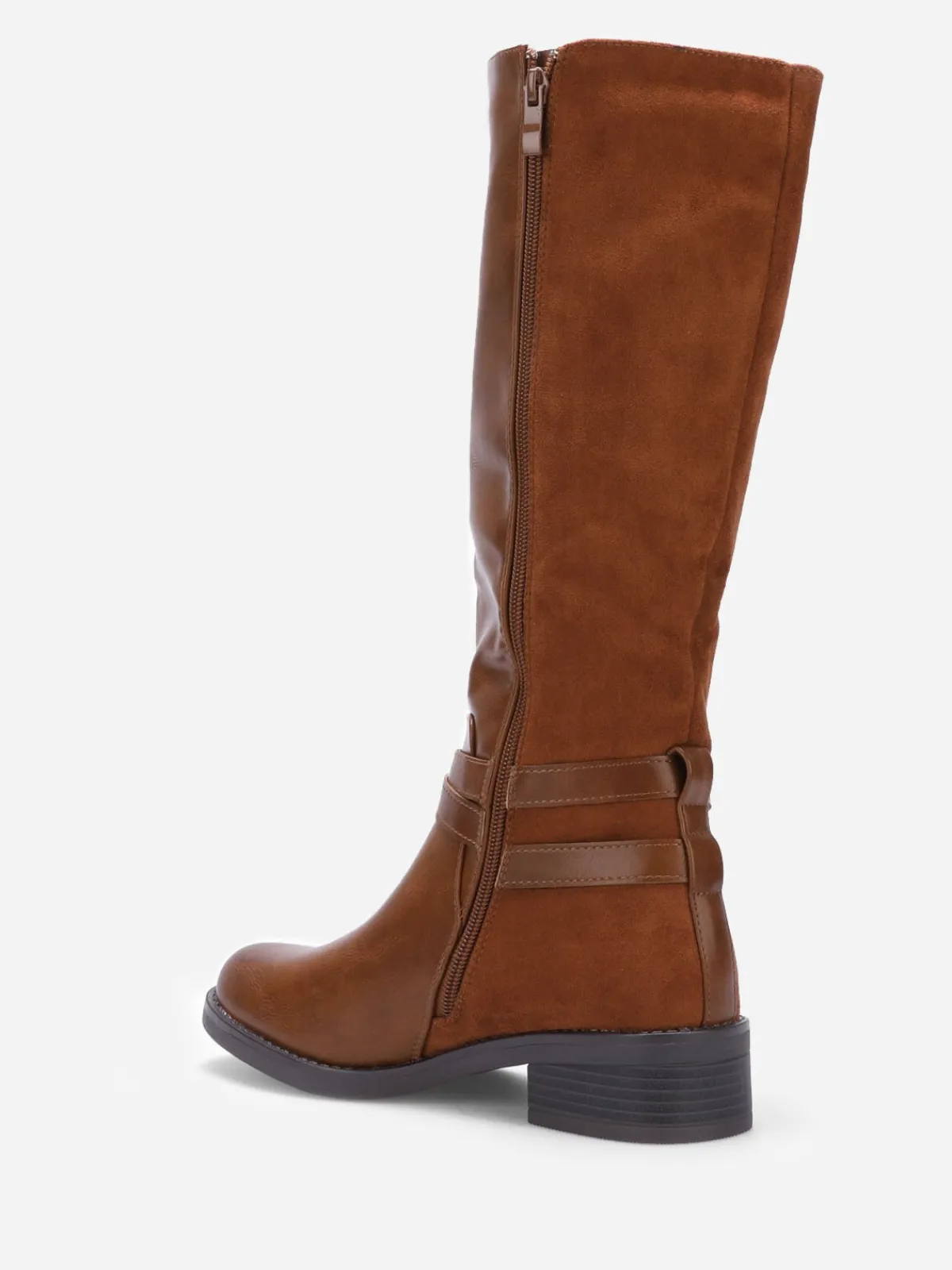 Discount La Modeuse Bottes bi-matières à mors Camel