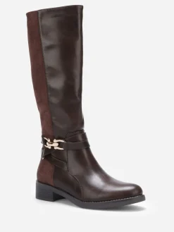 Best La Modeuse Bottes bi-matières à mors Café
