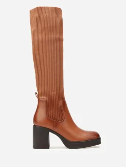 Clearance La Modeuse Bottes bi-matières à plateforme Camel