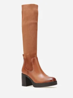 Clearance La Modeuse Bottes bi-matières à plateforme Camel