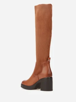 Clearance La Modeuse Bottes bi-matières à plateforme Camel