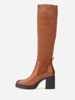 Clearance La Modeuse Bottes bi-matières à plateforme Camel