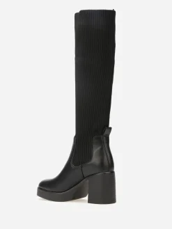 Clearance La Modeuse Bottes bi-matières à plateforme Noir