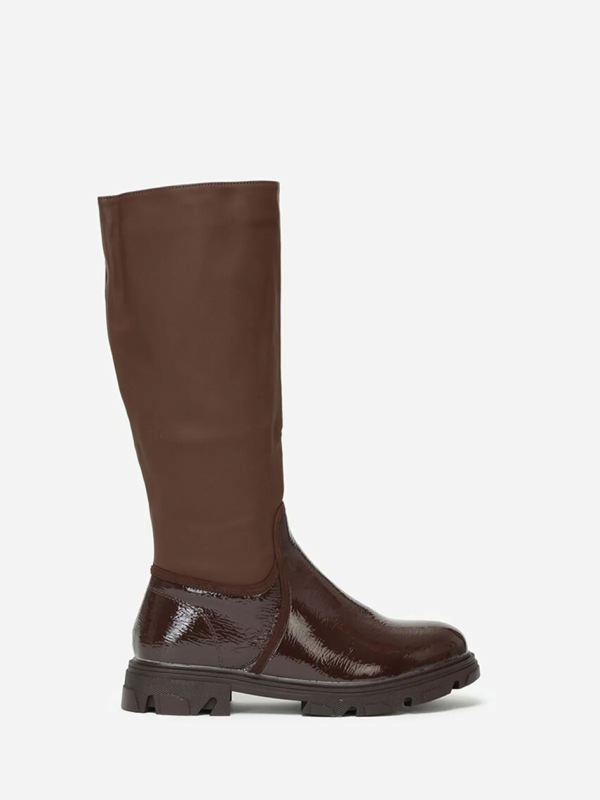 Outlet La Modeuse Bottes bi-matières crantées grandes tailles Marron