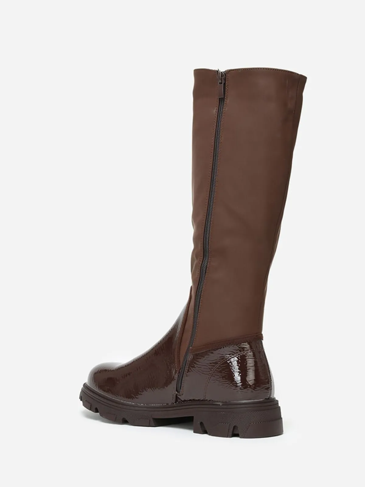 Outlet La Modeuse Bottes bi-matières crantées grandes tailles Marron