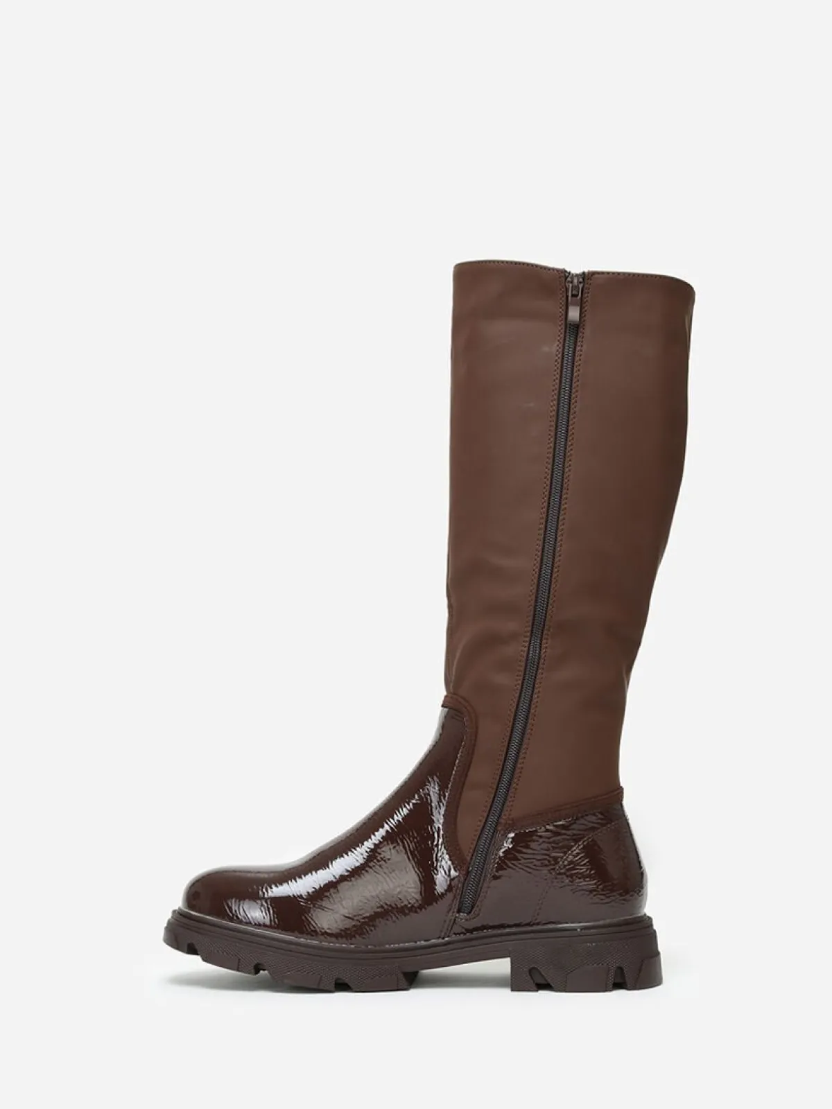 Outlet La Modeuse Bottes bi-matières crantées grandes tailles Marron