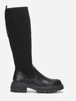 Sale La Modeuse Bottes bi-matières effet chaussettes Noir