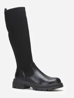 Sale La Modeuse Bottes bi-matières effet chaussettes Noir