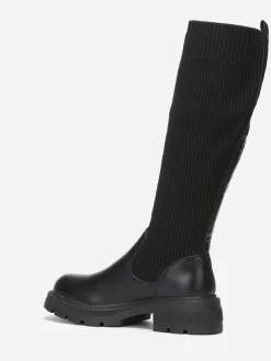 Sale La Modeuse Bottes bi-matières effet chaussettes Noir