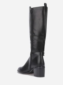 Clearance La Modeuse Bottes cavalière à talon et bride métallique Noir