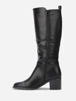 Clearance La Modeuse Bottes cavalière à talon et bride métallique Noir