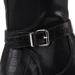 Outlet La Modeuse Bottes cavalière en simili effet croco Noir