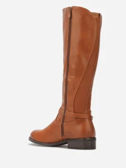 Outlet La Modeuse Bottes cavalières à boucle métallique Camel