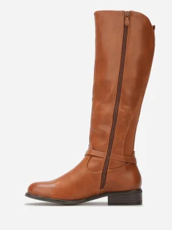 Outlet La Modeuse Bottes cavalières à boucle métallique Camel