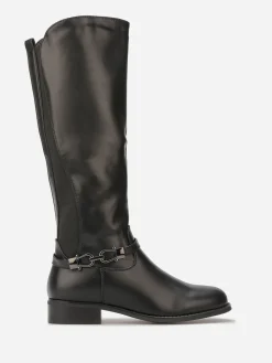 Online La Modeuse Bottes cavalières à boucle métallique Noir