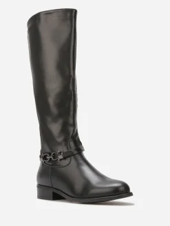 Online La Modeuse Bottes cavalières à boucle métallique Noir
