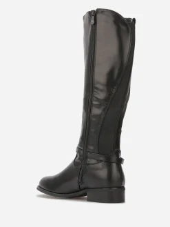 Online La Modeuse Bottes cavalières à boucle métallique Noir